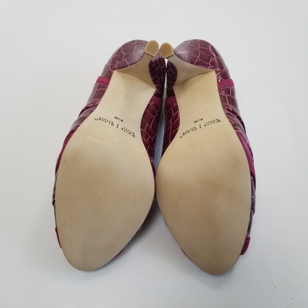 WHBM Maddox Croc Embossed Peep Toe Pumps Heels 9.5 - Picture 8 of 10